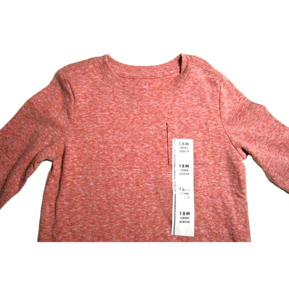 Cat & Jack Boy's Long Sleeve T-Shirt Size 18 Months Burnt Orange Chest Pocket - Picture 1 of 5